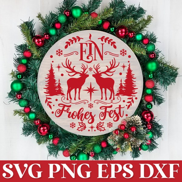 Ein Frohes Fest Plotter SVG, Ornamento natalizio tedesco SVG, Plotter Deutsche Weihnachten, Girlande Weihnachten SVG, Plotter Weihnachten