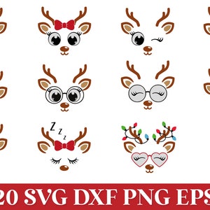 Reindeer Face Svg, Christmas Reindeer Ornament Svg Png, Cute Reindeer Unicorn Svg, Girl Reindeer Bow Svg, Christmas in July Svg, Rentier Svg image 5