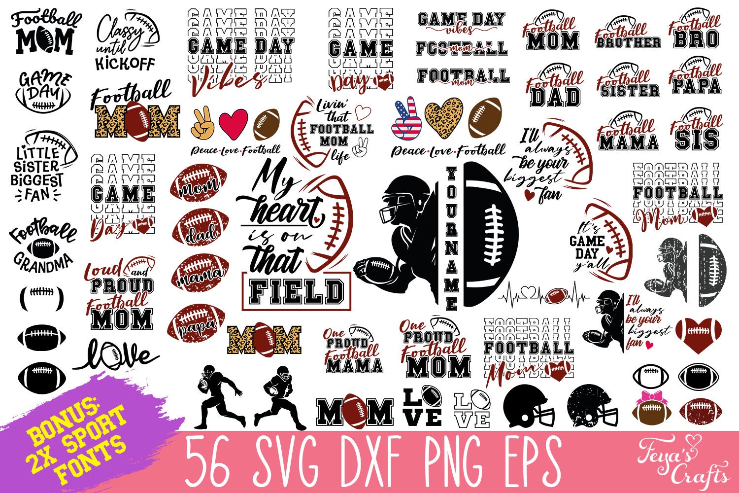 Football SVG Bundle Football Mom Dad Svg Football Name Svg - Etsy