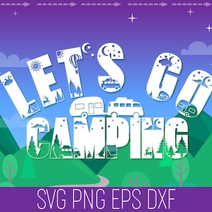 Alfabeto SVG de acampamento, Camper SVG, Camping SVG Cricut, Happy Camper Svg, Camper Life Svg, Arquivos de corte de camper, Camping Alphabet Cricut
