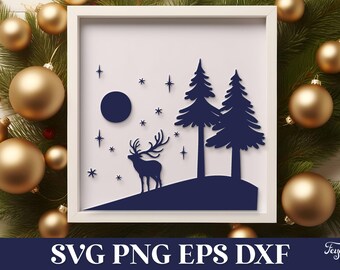クリスマスシーンSVG、冬景色SVG、クリスマスビレッジPNG、メリークリスマスSVG、クリスマスレーザーカットSVG、クリスマスプロッターファイルSVG