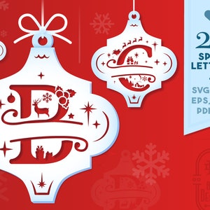 Kerstmis Arabesque Monogram SVG, Kerstmis Arabesque SVG Cricut, Kerstmis gesplitste letters SVG, Kerstmis Arabesque tegel Ornament Svg