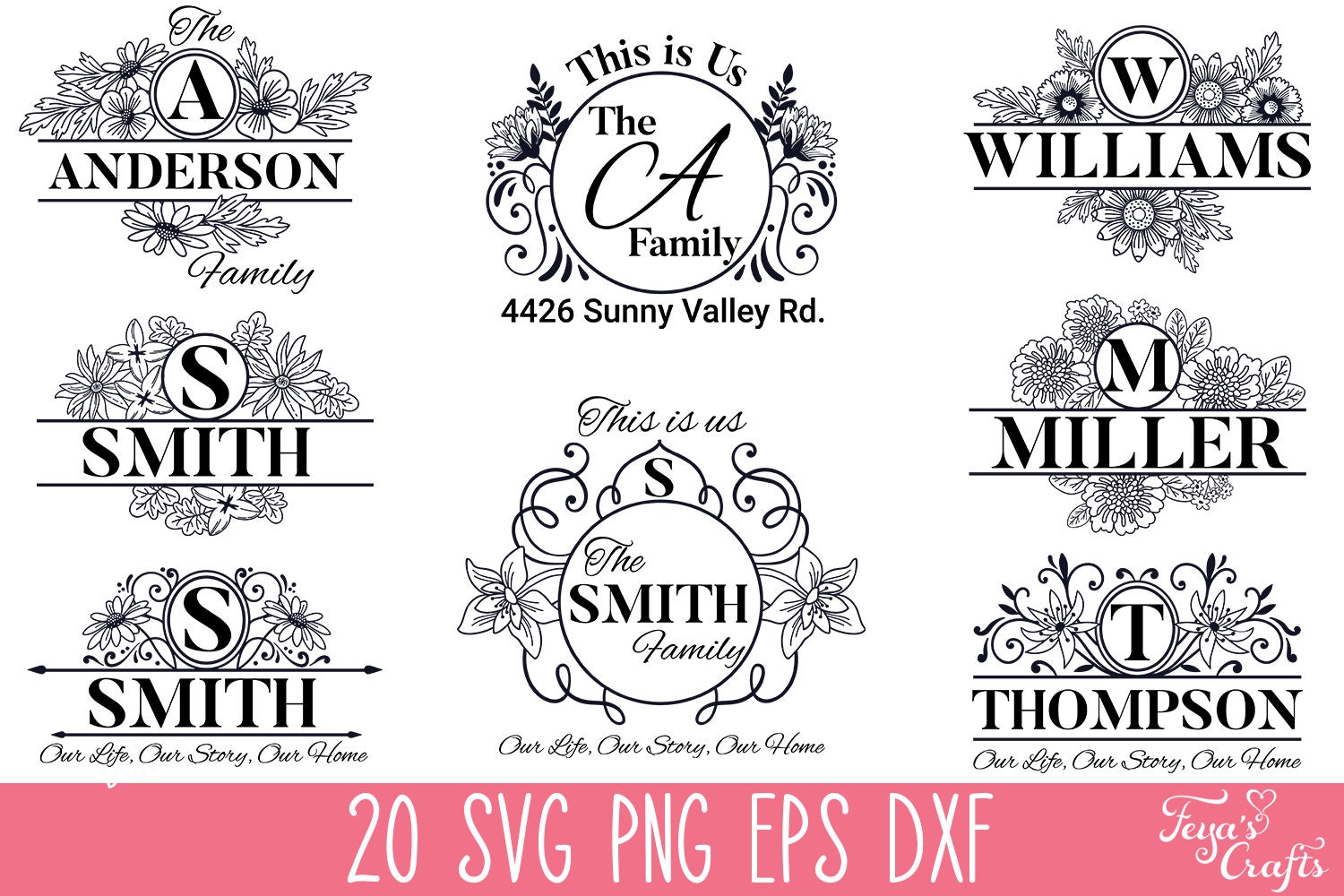 Family Monogram Svg Bundle Mailbox Decal SVG Family Name - Etsy