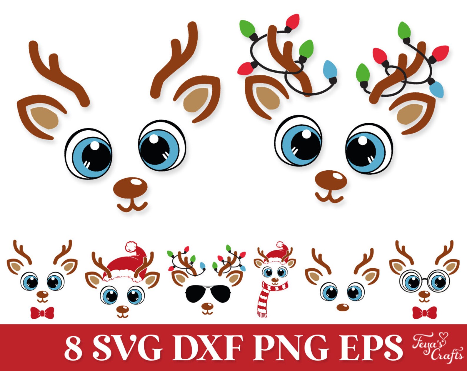 Boy Reindeer Face SVG File, Christmas Reindeer Face, Boy Reindeer Cut ...