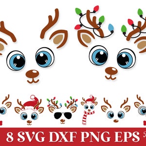 Junge Rentier Gesicht SVG-Datei, Weihnachten Rentier Gesicht, junge Rentier Schnittdatei, süße Rentier SVG Png Cricut, junge Weihnachten Rentier Shirt SVG