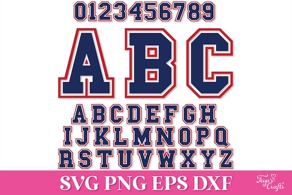 Layered Varsity Font SVG, Jersey Letters Svg, Layered Sports SVG Alphabet, Varsity Letters Svg, Varsity SVG Alphabet, Varsity Numbers Svg
