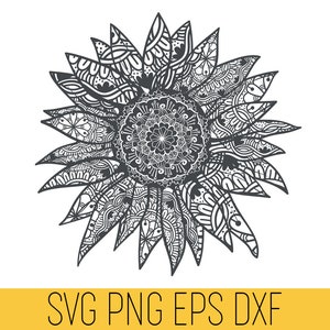 Girasole Mandala SVG, Girasole Zentangle SVG, Girasole Cricut, Zentangle SVG, File di taglio Girasole, Girasole Svg