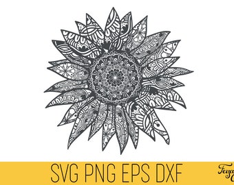 Sunflower Mandala Zentangle SVG, Cricut Cut File (Digital Download)