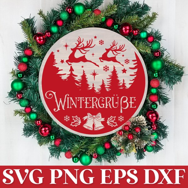 Wintergrüße Plotter SVG, German Christmas SVG Ornament, Deutsche Weihnachten Plotter, Girlande Weihnachten SVG, Plotter Weihnachten
