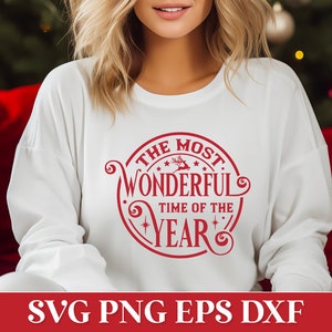 The Most Wonderful Time of the Year Round Christmas Ornament SVG, Christmas Sign SVG, Christmas Glowforge Laser Cut SVG, Christmas Shirt Svg