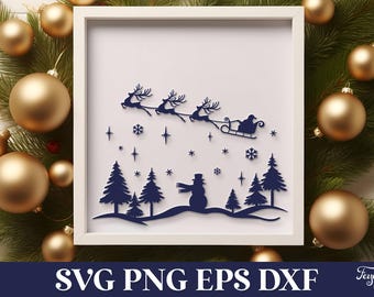 クリスマスシーンSVG、冬景色SVG、クリスマスビレッジPNG、メリークリスマスSVG、クリスマスレーザーカットSVG、クリスマスプロッターファイルSVG