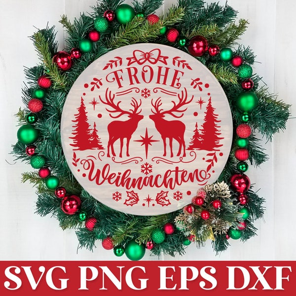 Frohe Weihnachten SVG, Ornamento natalizio tedesco SVG, Plotter Deutsche Weihnachten, Girlande Weihnachten SVG, Plotterdatei Weihnachten