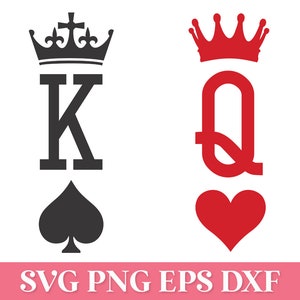 King and Queen with Crown SVG, King of Spades SVG, Queen of Hearts SVG, King Crown Svg, Queen Crown Svg, Couples Shirt Svg, Black King Svg