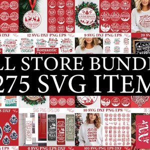 2275 Paquete SVG de toda la tienda, paquete de archivos SVG de corte, citas navideñas, mamá divertida, paquete de fuentes, monograma, citas bíblicas