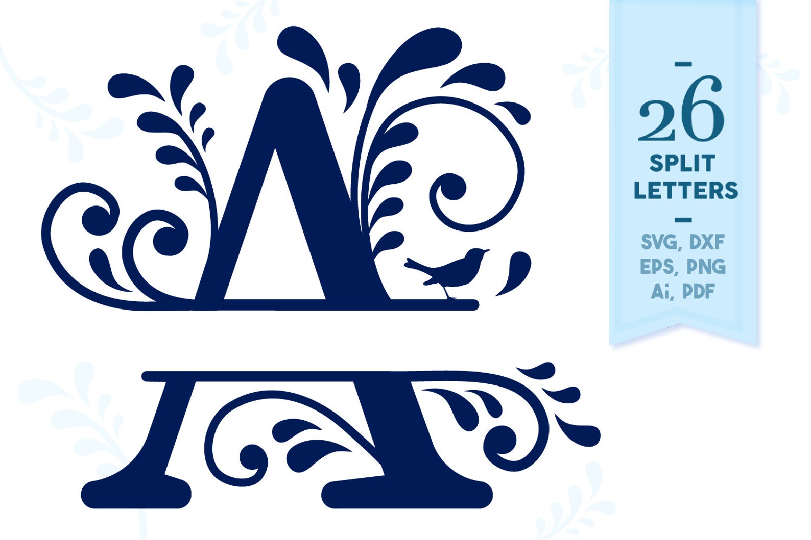 Split Monogram SVG Alphabet Floral Split Monogram SVG Floral - Etsy