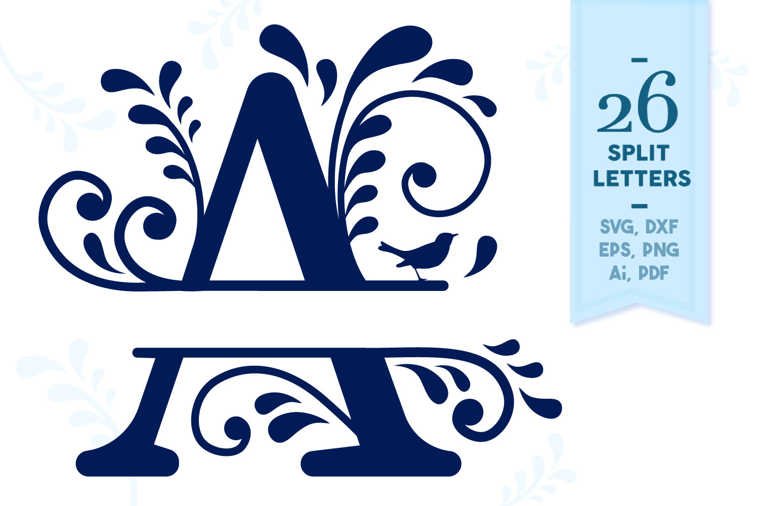 Split Monogram SVG Alphabet Floral Split Monogram SVG Floral Etsy
