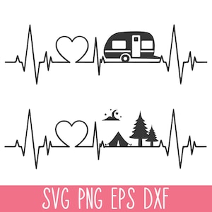 Camping Herzschlag SVG, Camper SVG, Camping SVG Cricut, Camping Shirt Sägeblatt, Lagerleben Sägeblatt, Abenteuer Zeichen, Glampen Stück Form, lustiges Camping Zeichen