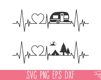 Camping Herzschlag SVG, Camper SVG, Camping SVG Cricut, Camping Shirt Sägeblatt, Lagerleben Sägeblatt, Abenteuer Zeichen, Glampen Stück Form, lustiges Camping Zeichen