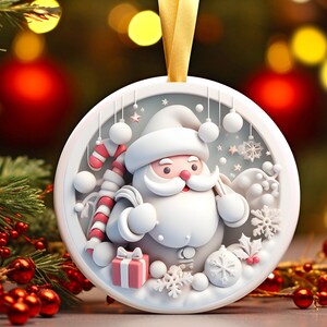 3D Runde Weihnachtsmann Ornament PNG, 3D Rosa Weihnachtsmann Sublimation, Weihnachtsrunde Szene, Frohe Weihnachten PNG, Niedliche Weihnachtsmann Verzierung, Frohe Weihnachten PNG