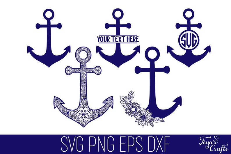 Anchor SVG File, Mandala Anchor SVG, Anchor Monogram SVG, Floral Anchor Svg, Anchor Cut File, Nautical Svg, Split Anchor Svg, Anchor Cricut image 1