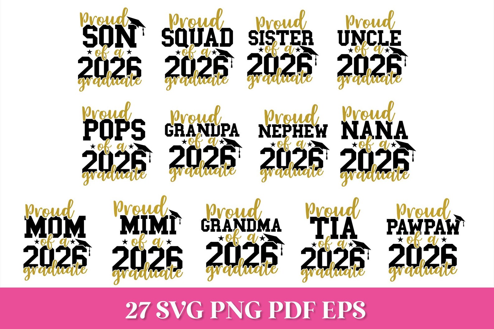 Proud 2026 Graduate Family SVG Bundle (digital Download) - Etsy