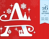 Christmas Split Letters, Christmas Split Alphabet, Christmas Monogram SVG, Christmas SVG, Christmas Cut Files Cricut, Christmas Svg Cricut