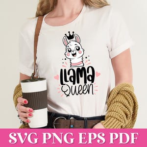 Lama koningin SVG-bestand knippen, grappige lama SVG Cricut, alpaca Svg, schattige lama gezicht Svg, grappige sarcastische moeder Svg, lama citaat Svg Cricut