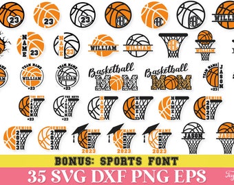 Basketball Monogram SVG Bundle, Basketball Name Number SVG Png, Senior Basketball Mom Svg Png, Basketball Split Net Svg, Basketball Team Svg
