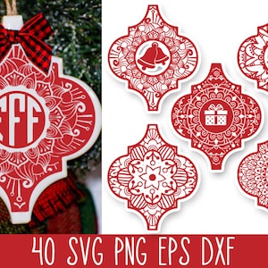 Christmas Arabesque Mandala SVG Files Bundle, Christmas Arabesque SVG Cricut, Arabesque Monogram SVG, Arabesque Christmas Bundle Svg Dxf
