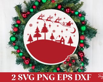 Christmas Scene SVG, Winter Scene SVG, Christmas Village PNG, Merry Christmas Svg, Christmas Laser Cut, Plotterdatei Weihnachten Svg