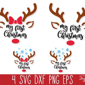 Mein erstes Weihnachten Rentier Ornament SVG PNG, Baby erstes Weihnachten SVG, Baby Mädchen Junge 1