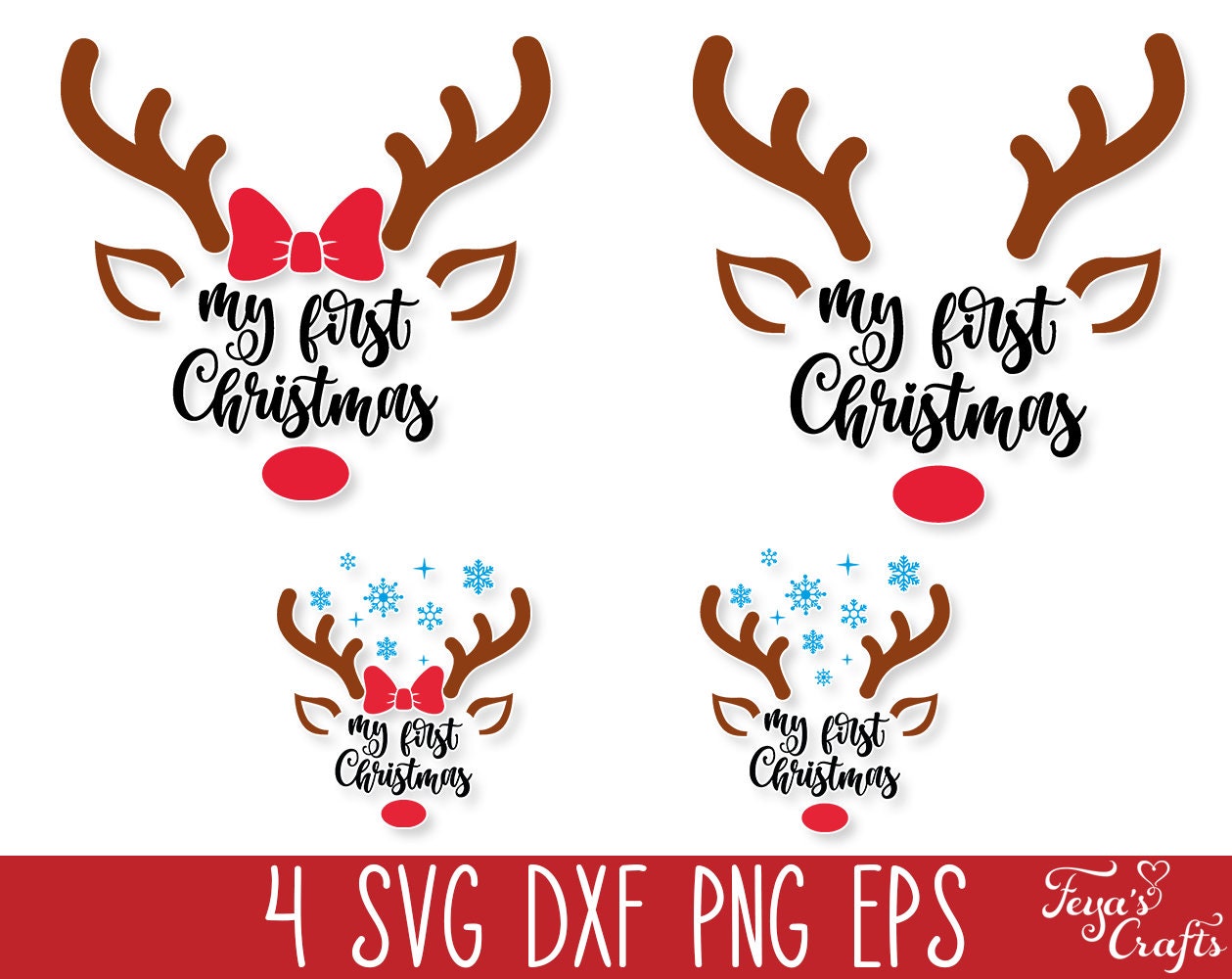 My First Christmas Reindeer Ornament SVG PNG Baby First Etsy