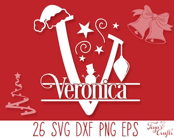 Christmas Monogram SVG PNG, Christmas Split Alphabet Svg, Christmas Font SVG, Weihnachten Monogramm Svg Png, Christmas Shirt Svg Cricut