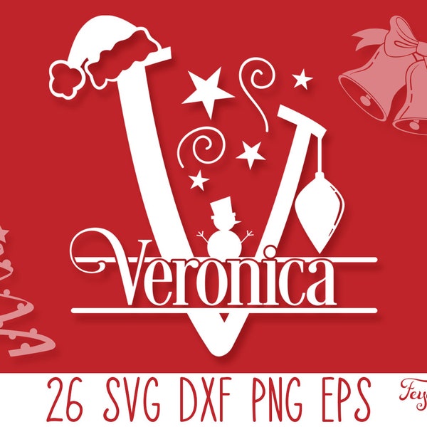 Christmas Monogram SVG PNG, Christmas Split Alphabet Svg, Christmas Font SVG, Weihnachten Monogramm Svg Png, Christmas Shirt Svg Cricut