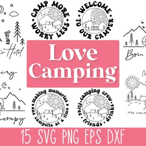 Pacote Camping SVG, Camping Quotes SVG Cricut, Happy Camper SVG, Born to Camp Svg, Bem-vindo ao nosso Camper Svg, Camping Trailer Svg, Camp Svg