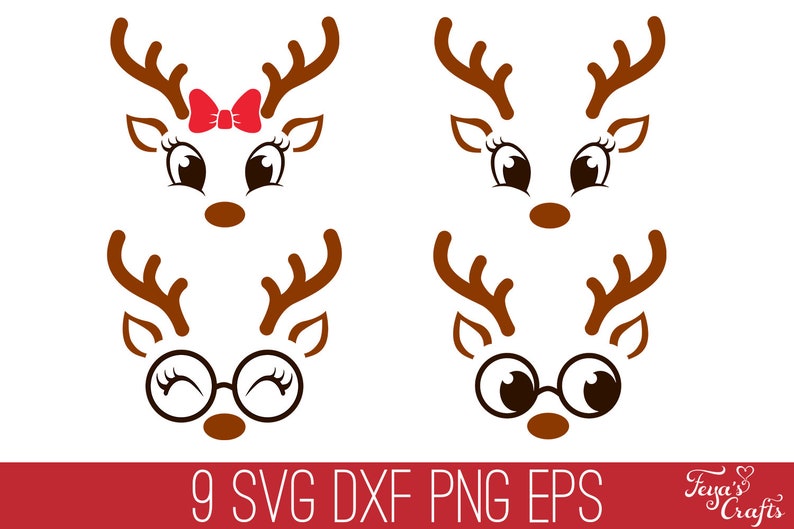 Download Christmas Reindeer Faces SVG Bundle Reindeer SVG Girl | Etsy