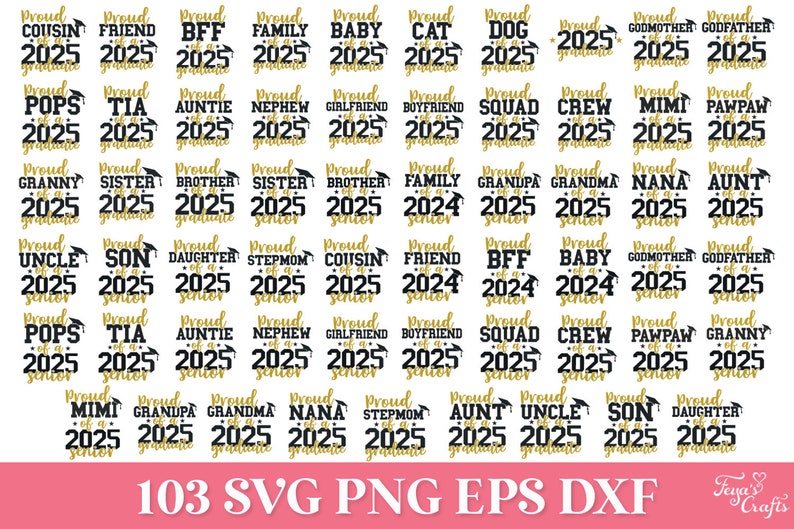 Senior 2025 SVG Cut Files bundle with 103 items. Comes with lots of 2025 graduate quotes, senior 2025 quotes and more!