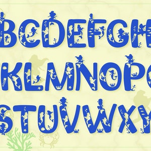 Mermaid SVG Alphabet | Mermaid Font SVG | Mermaid Monogram Cut File | Mermaid Scales | Mermaid Font SVG for Cricut and Silhouette Cameo