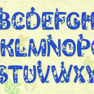 Alfabeto SVG sirena / Font sirena SVG / File di taglio monogramma sirena / Squame sirena / Font sirena SVG per Cricut e Silhouette Cameo