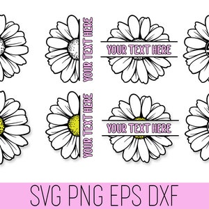 Pack de fichiers SVG Marguerite, Marguerite fleur SVG, Daisy Cricut, Daisy monogramme SVG, demi Daisy Svg, Daisy monogramme Cricut, Svg fleur, fleur Cricut