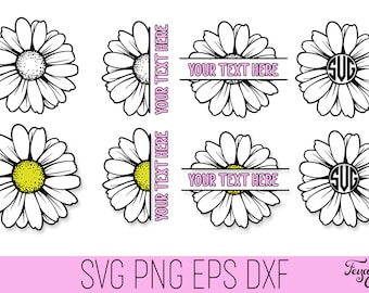 Daisy SVG Dateien Pack, Daisy Flower SVG, Daisy Cricut, Daisy Monogramm SVG, Half Daisy Svg, Daisy Monogramm Cricut, Flower Svg, Flower Cricut
