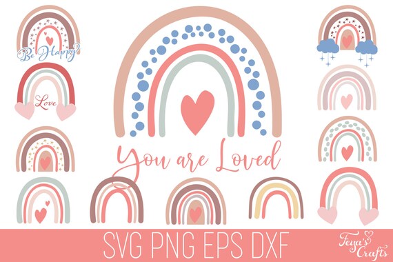 Boho Rainbow SVG Cut Files, Baby Nursery Clipart (Digital Download)