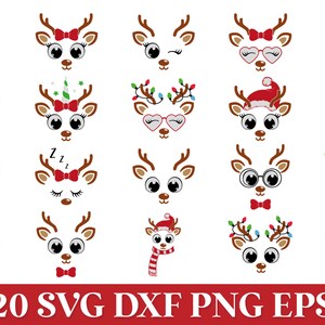 Reindeer Face Svg, Christmas Reindeer Ornament Svg Png, Cute Reindeer Unicorn Svg, Girl Reindeer Bow Svg, Christmas in July Svg, Rentier Svg image 3