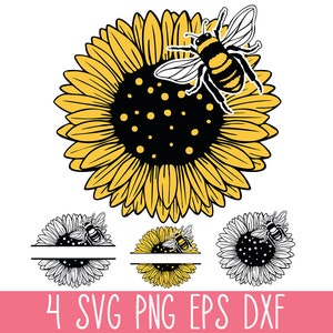 Girassol e Abelha SVG, Arquivo de Corte Bee SVG, Girassol SVG, Abelha e Girassol Png, Arquivo de Corte de Abelha Cricut, Honeybee Svg, Bee Kind Svg, Sunshine Svg