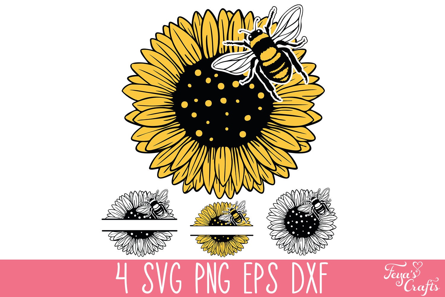 Sunflower With Bee Svg Etsy Australia