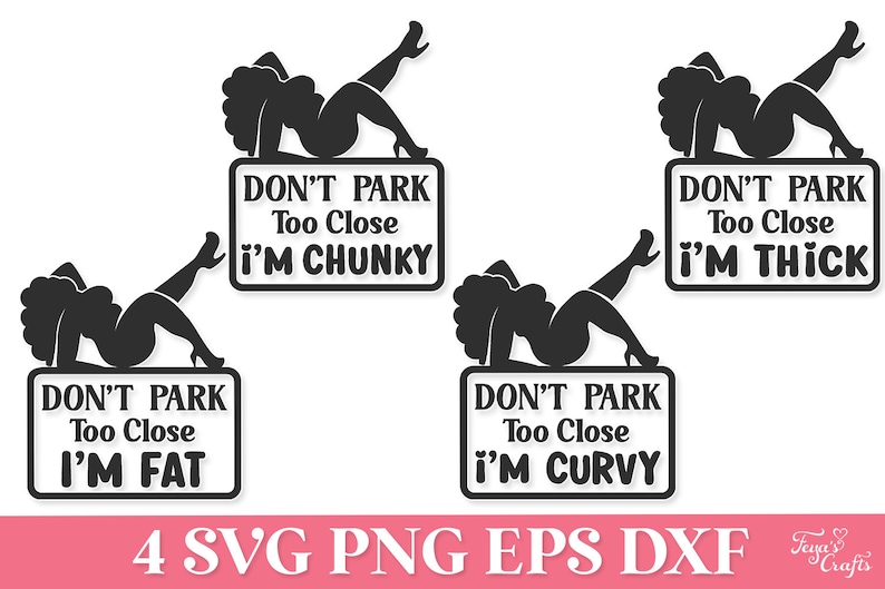 Paquete de calcomanías divertidas para autos en formato SVG con frases como "No aparques demasiado cerca" (descarga digital). imagen 3