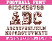 Football SVG Alphabet, Football Numbers Svg Png, Varsity Font, Football Font SVG, Sports Font SVG, Football Letters Svg, University Font Svg