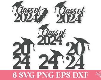 Class of 2024 SVG Cake Topper, 2024 Graduation Cake Topper SVG, Class of 2024 Cake Topper PNG, Senior Cake Topper Svg Png