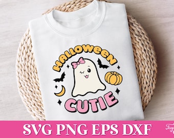 Halloween Cutie Retro Halloween Ghost SVG, Cute Ghost SVG, Retro Halloween Ghost PNG, Retro Halloween Shirt Svg, Spooky Season Svg Cricut