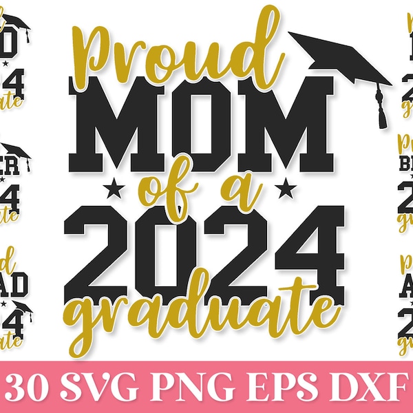 Orgullosa mamá de 2024 Graduado SVG, Orgullosa familia de 2024 Graduado SVG, Graduación 2024 SVG, Camisa de graduación 2024 Svg Png, Clase Senior 2024 Svg